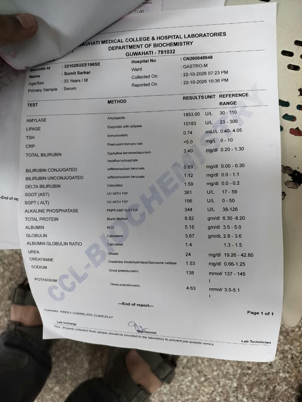 Blood test: Biochemistry